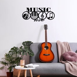 Wallity Music - 467 Escultura de pared de metal negra